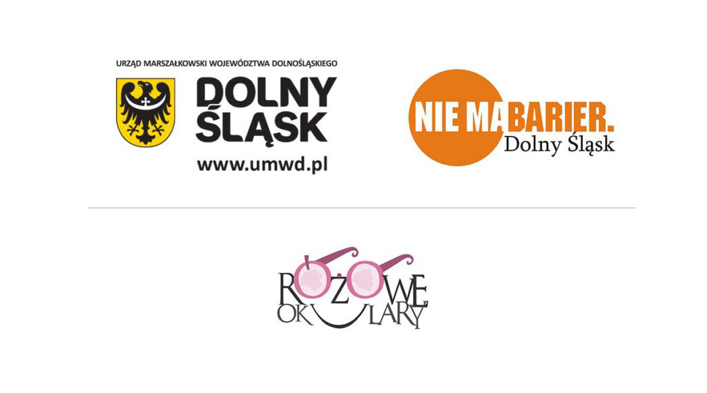 Logotypy UMWD Dolny Śląsk, Nie ma barier Dolny Śląsk, Stowarzyszenie Różowe Okulary